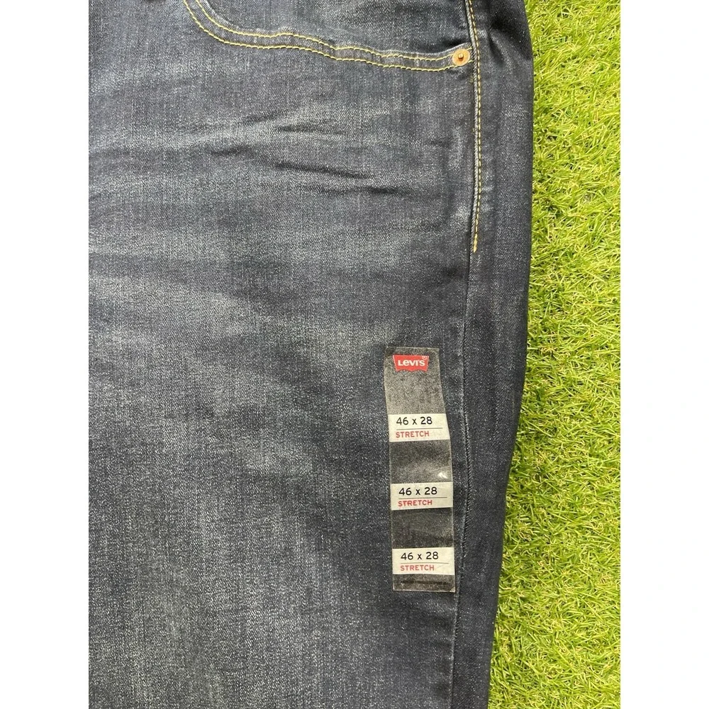Levis 541 Mens 46x28 Athletic Taper Dark Wash Denim Blue Stretch Extra Room NWT